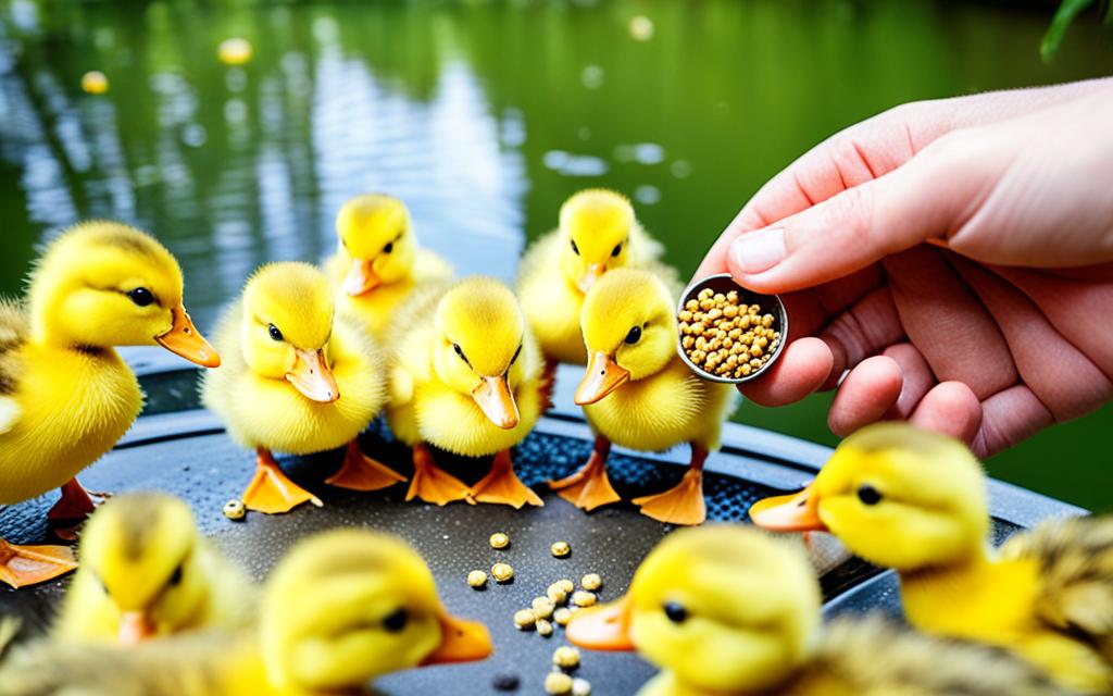 feeding baby ducks